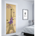 Αυτοκόλλητο Πόρτας  "Design Paris Purple Flowers"