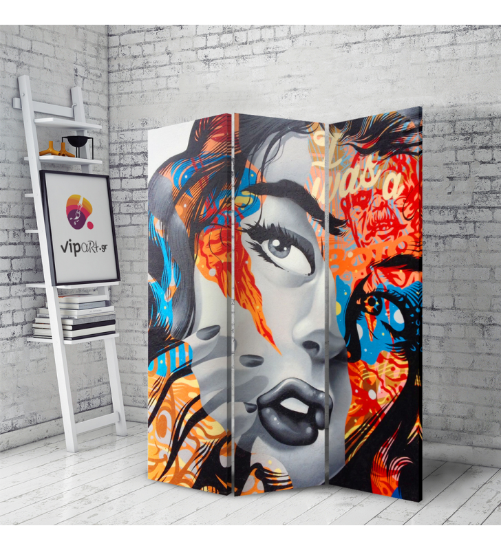 Διακοσμητικό Παραβάν Σε Καμβά με wall art graffiti woman