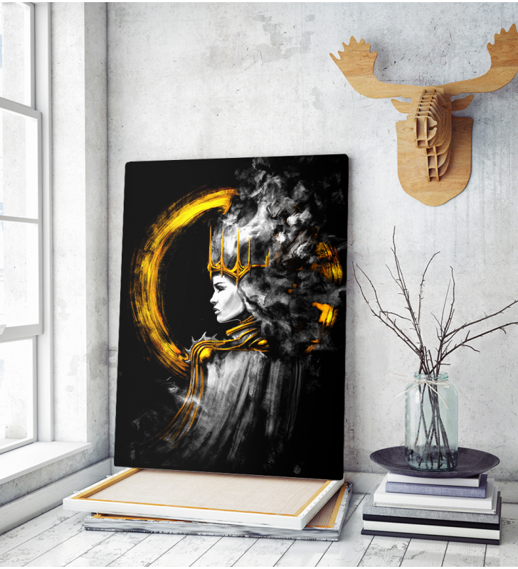 Πίνακας σε Καμβά A mystical Queen with black eyes, a Golden crown on her head