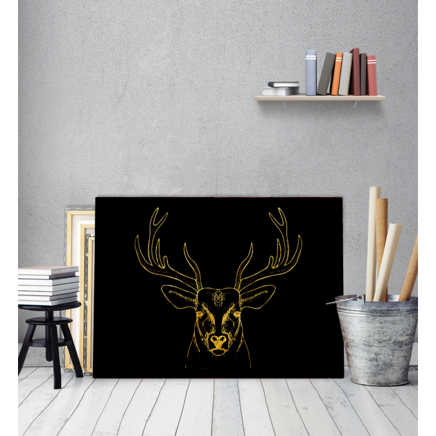 Πίνακας σε Καμβά Gold art deer