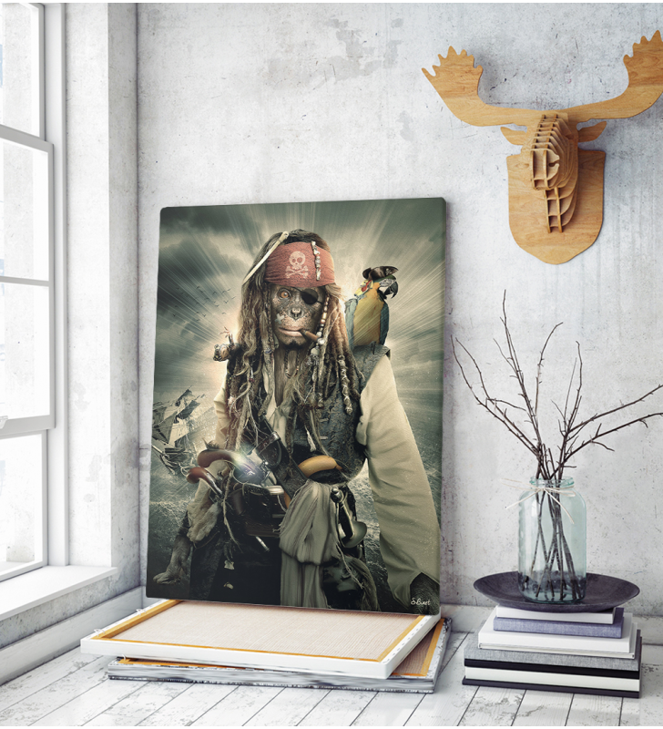 Πίνακας σε Καμβά Kate Caribbean Pirates Monkey Art