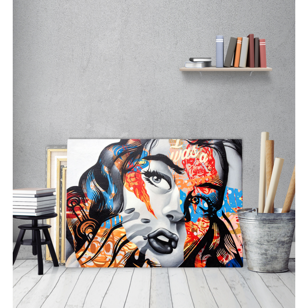 Πίνακας σε Καμβά colorful graffiti girl