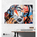 Μοντέρνος Τρίπτυχος Πίνακας Καμβάς colorful graffiti girl