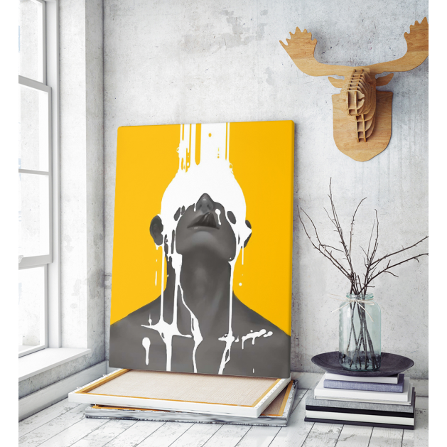 Πίνακας σε Καμβά : art milk girl yellow