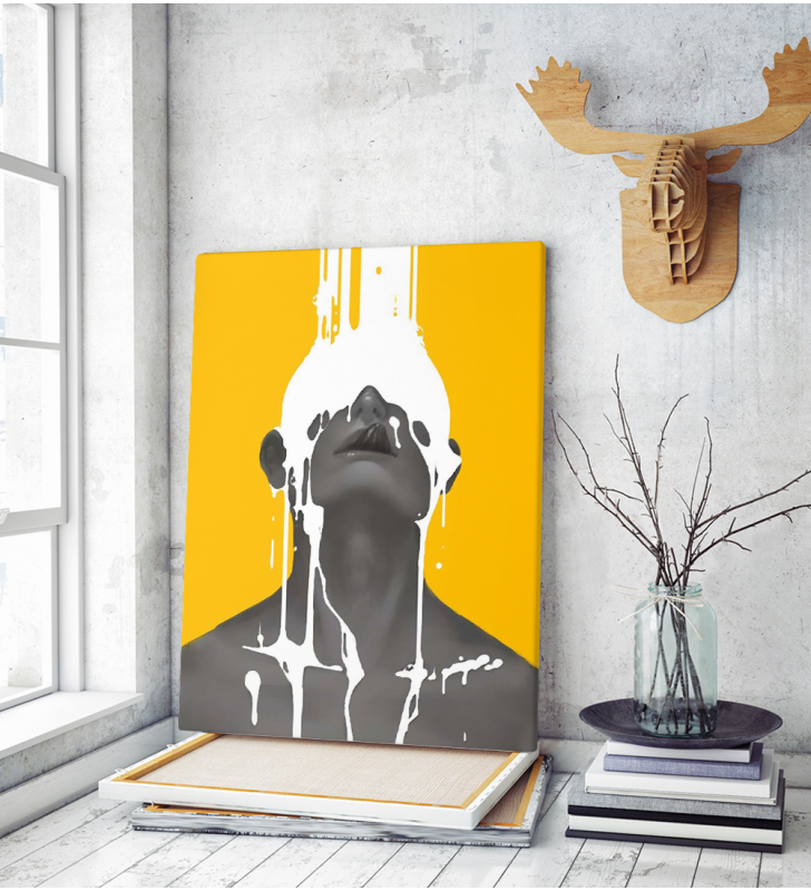 Πίνακας σε Καμβά : art milk girl yellow