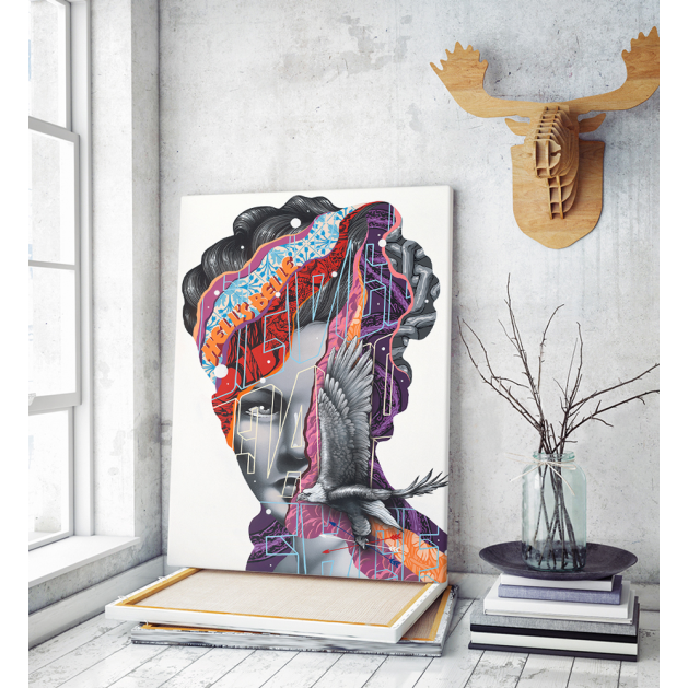 Πίνακας σε Καμβά : modern graffiti woman colors