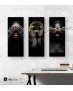 Σύνθεση με Πίνακες σε Καμβά Gold and Black beauty portraits 3 τεμάχια 40x100