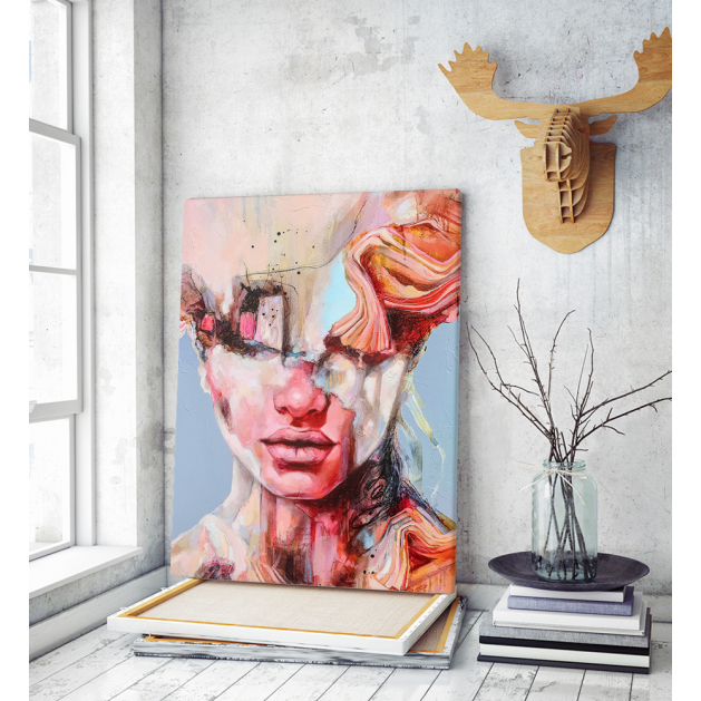 Πίνακας σε Καμβά : mystery portrait painting woman colorful