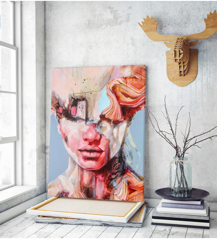 Πίνακας σε Καμβά : mystery portrait painting woman colorful