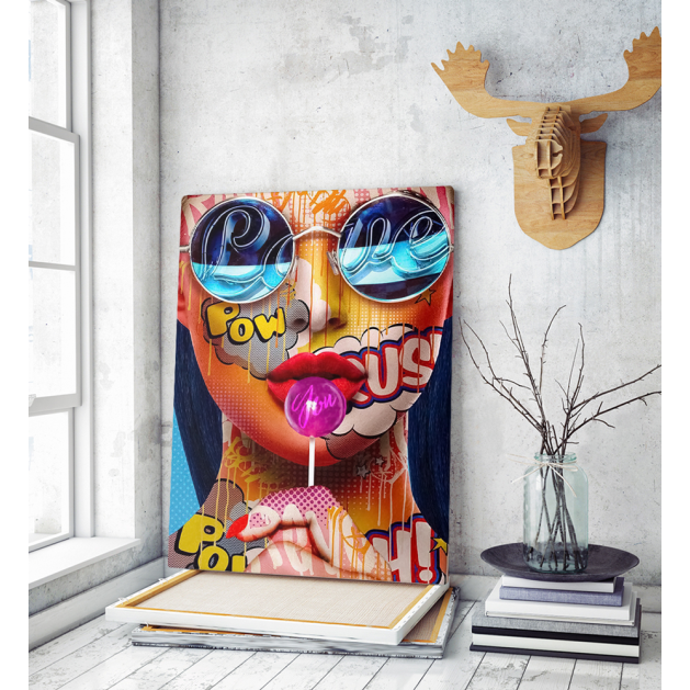 Πίνακας σε Καμβά : Colourful woman portrait with sunglasses