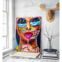 Πίνακας σε Καμβά : Colourful woman portrait with sunglasses