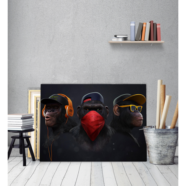 Πίνακας σε Καμβά : 3 monkeys
