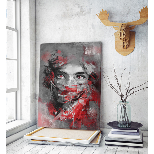 Πίνακας σε Καμβά : mystery portrait painting woman red eyes