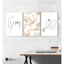Σύνθεση Με Πίνακες Καμβάδες 60x40 - 3 Τεμάχια - Minimal woman Flower