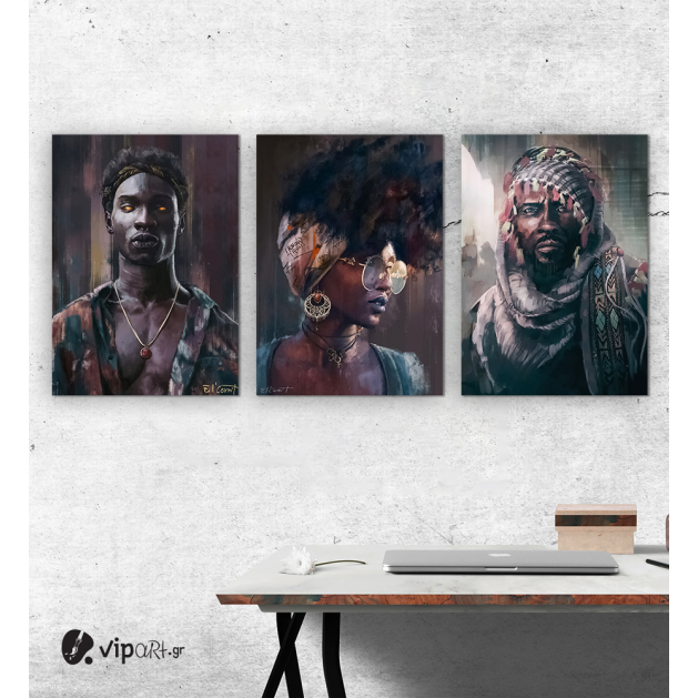 Σύνθεση Με Πίνακες Καμβάδες 70x50 - 3 Τεμάχια - Art Faces