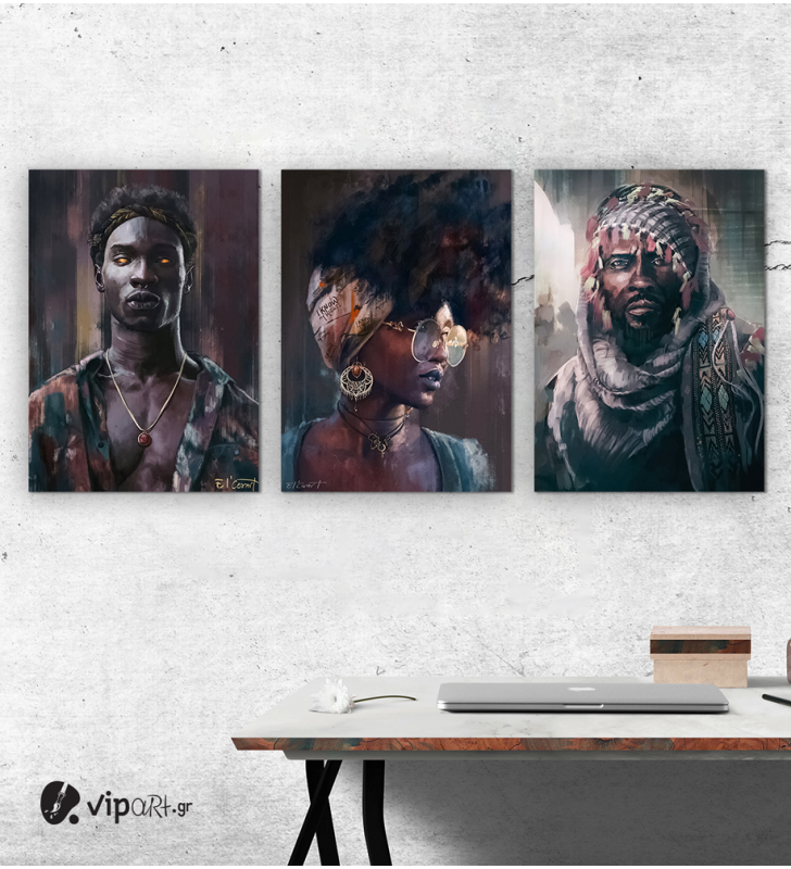 Σύνθεση Με Πίνακες Καμβάδες 70x50 - 3 Τεμάχια - Art Faces