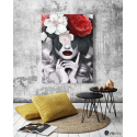 Πίνακας σε Καμβά : Minimal creative with woman and flowers