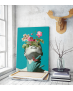 Πίνακας σε Καμβά :  Minimal creative woman flowers cyan