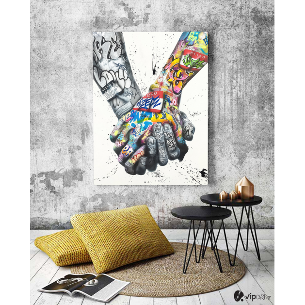 Πίνακας σε Καμβά : Lover Hands Graffiti