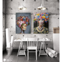Σύνθεση με πίνακες Καμβάδες : Portrait Women colourful hair - 2 Τεμάχια 70x 50