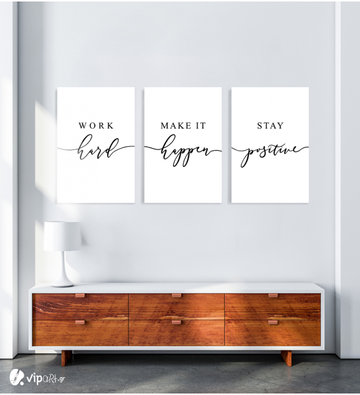 Σύνθεση Με Πίνακες Καμβάδες 60x40 - 3 Τεμάχια - work make it stay