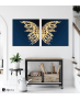 Σύνθεση Με Πίνακες Καμβάδες 60x60 - 2 Τεμάχια - blue and gold butterfly
