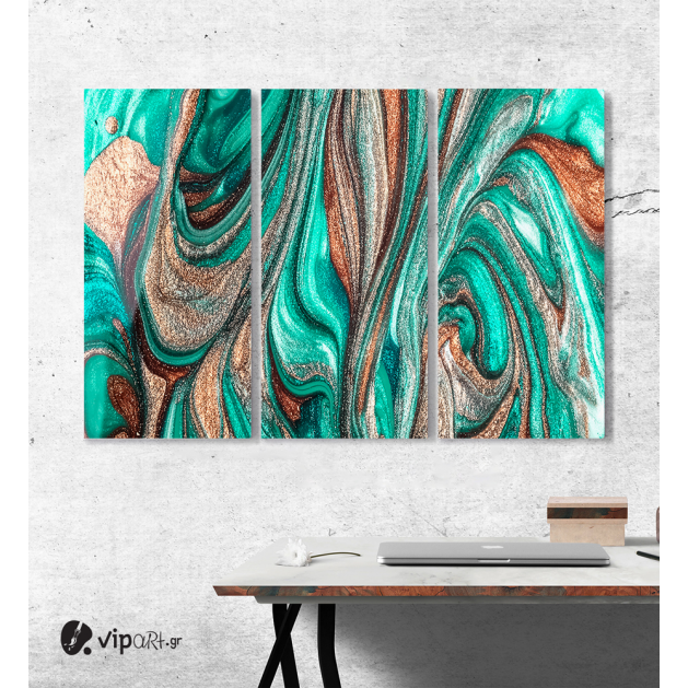 Πίνακας Καμβάς Τρίπτυχος Abstract colorful glitter