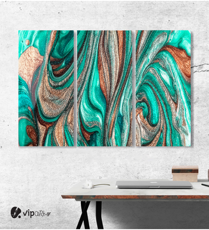 Πίνακας Καμβάς Τρίπτυχος Abstract colorful glitter