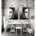 Σύνθεση με πίνακες Καμβάδες : Frida Kahlo Portrait Half Face - 2 Τεμάχια 70x 50