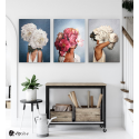 Σύνθεση Με Πίνακες Καμβάδες 60x40 - 3 Τεμάχια - Blossom & Women 2