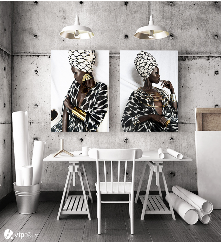 Σύνθεση με πίνακες Καμβάδες : African Women Fashion - 2 Τεμάχια 70x50