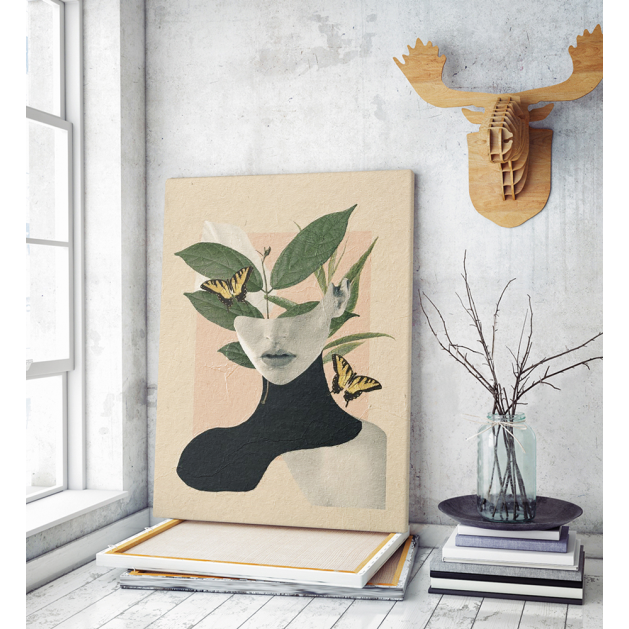 Πίνακας σε Καμβά : Butterflies Woman Collage