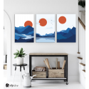 Σύνθεση Με Πίνακες Καμβάδες 60x40 - 3 Τεμάχια - Mountain Sunset Minimalist