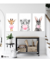 Σύνθεση Με Πίνακες Καμβάδες 60x40 - 3 Τεμάχια - Blowing Bubbles Animals