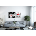 Σύνθεση Με Πίνακες Καμβάδες 60x60 - 2 Τεμάχια - Beauty Red Lips portrait