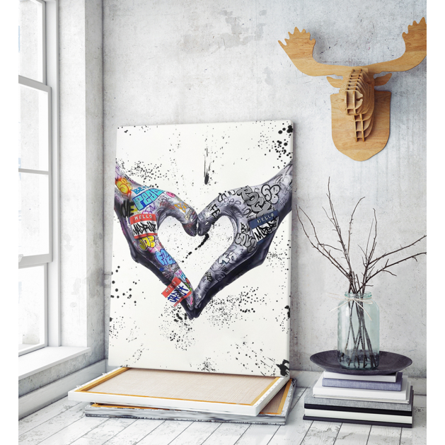 Πίνακας σε Καμβά : Heart Hand Street Graffiti Art