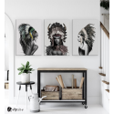 Σύνθεση Με Πίνακες Καμβάδες 70x50 - 3 Τεμάχια - Indians Woman And Man Nordic Style