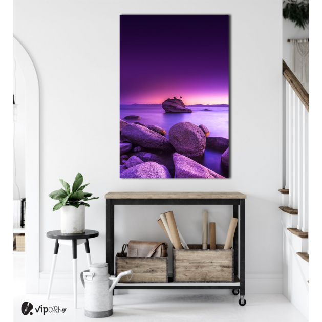 Πίνακας σε Καμβά : Pink Sky & Rocks
