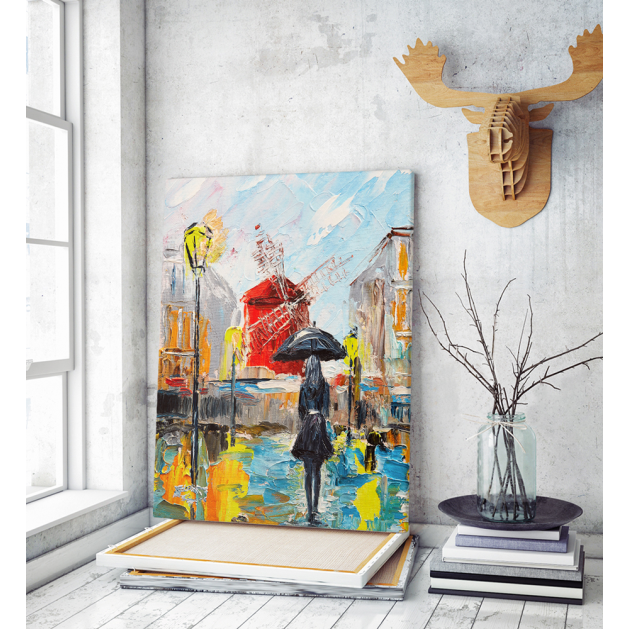 Πίνακας σε Καμβά : Women Umbrella red windmill
