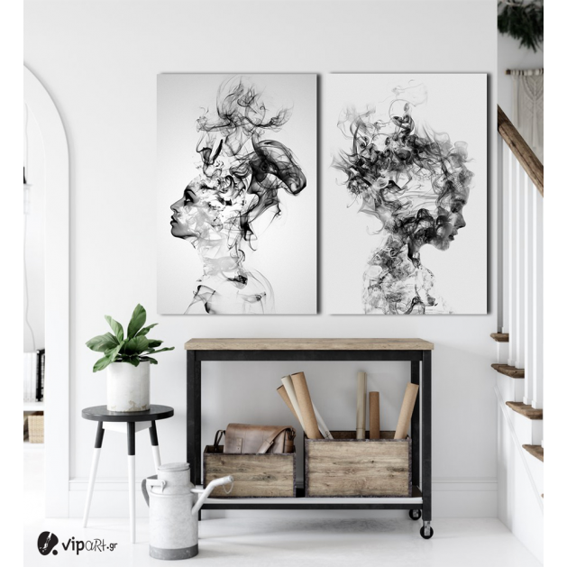 Σύνθεση με πίνακες Καμβάδες : Modern Smoking Women- 2 Τεμάχια 70x 50
